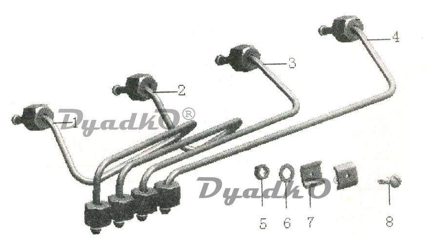 Запчасти, схема и деталировка Трубки подачи масла (двигатель Y485 BD/BZD)