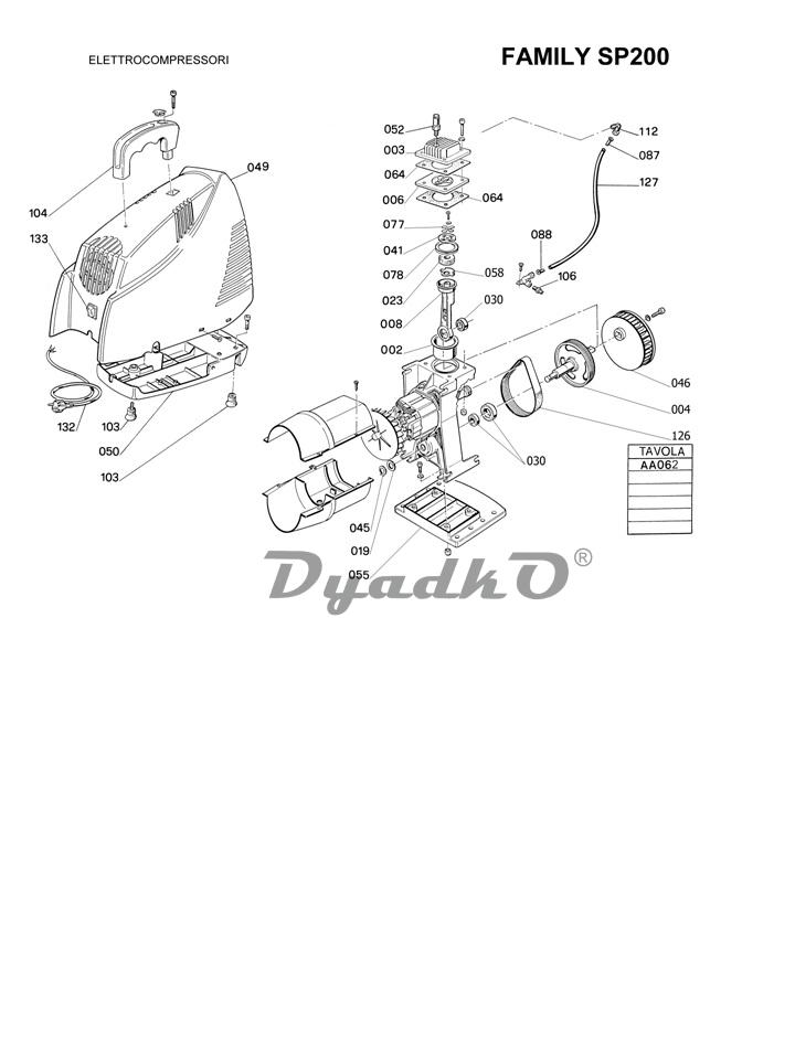 Запчасти, схема и деталировка Family SP 200 (старая модификация)
